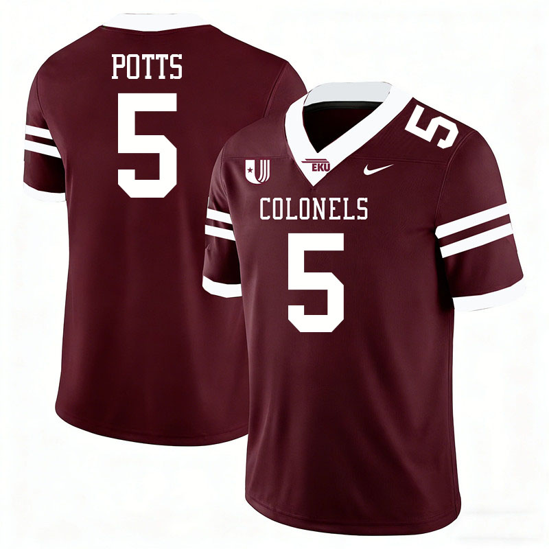 Eastern Kentucky Colonels #5 Jordyn Potts College Football Jerseys,Uniforms Stitched-Maroon Eastern Kentucky Colonels #5 Jordyn Potts College Football Jerseys,Uniforms Stitched-Maroon